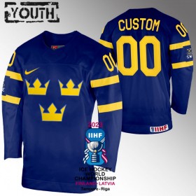 Schweden Trikot Custom IIHF World Championship 2023 Navy - Kinder